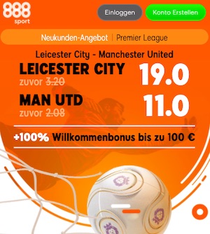 888sport Leicester gegen Man United Quoten
