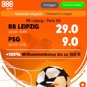 888sport Leipzig Paris erhöhte Quoten