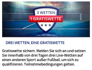 SkyBet Drei Wetten - Eine Gratiswette