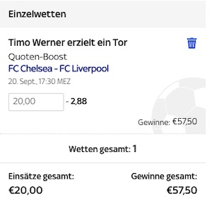 SkyBet Chelsea Liverpool Werner Quote