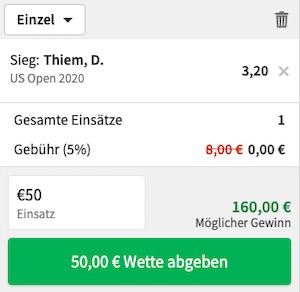 Tipico Thiem US Open Sieger Quoten