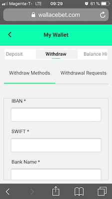 Wallacebet Auszahlung Banküberweisung
