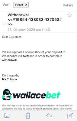 Wallacebet Neteller Auszahlung Antwort