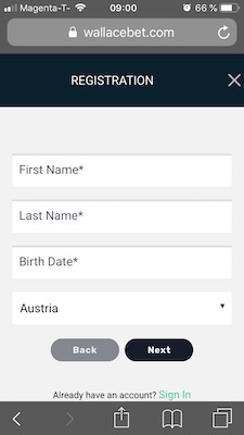 erste Schritte bei der Wallacebet Registrierung