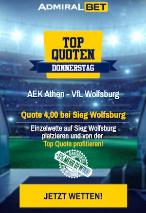 Admiralbet Top Quoten Donnerstag VfL Wolfsburg