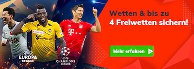 4 Freiwetten zum Champions League Start bei Bahigo