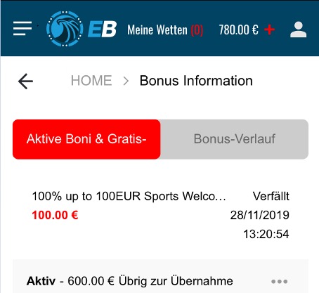 Eaglebet Bonus Status