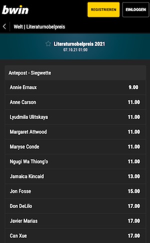 Bwin Literatur Nobelpreis
