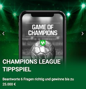 Unibet Game of Champions 25.000€ Tippspiel