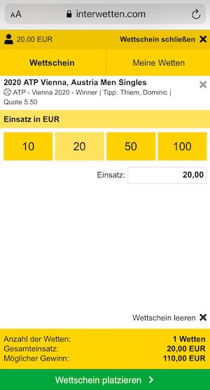 Thiem ATP Wien Quote Interwetten