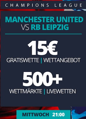 Novibet Manchester United RB Leipzig Gratiswette