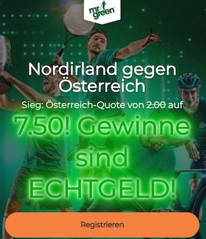 Nordirland gegen Österreich Mr Green Echtgeld Quote 7.50