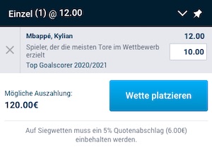 Champions League Torschützenkönig Mbappé Quote