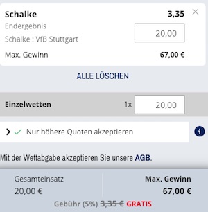 Schalke Stuttgart Buli Quoten