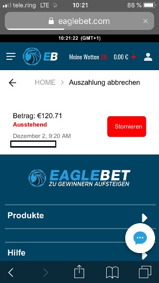 Weitere Auszahlung Eaglebet