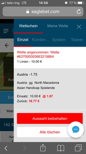 Wetten platzieren bei Eaglebet