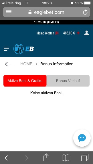 Wettkonto Übersicht Eaglebet