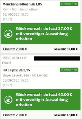 Betway erstes Tor gewinnt vorzeitige Auszahlung