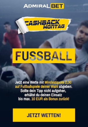 Admiralbet Fussball Cashback Montag