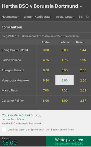 Moukoko Tor Wetten Bet365