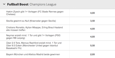 betway quoten boost champions league
