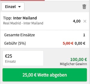 Tipico Sieg Inter gegen Real