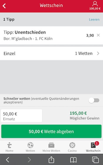 Unentschieden Tipp bei Tipico