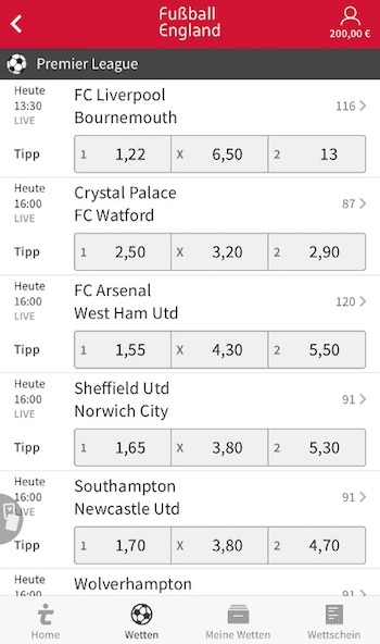 Premier League Wetten bei Tipico