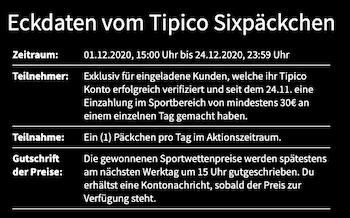 Tipico Eckdaten Sixpäckchen