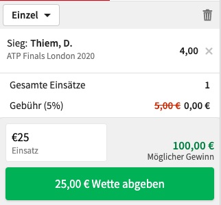 ATP Finals Thiem Quote Tipico