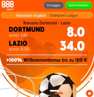 888sport Dortmund Lazio Quoten