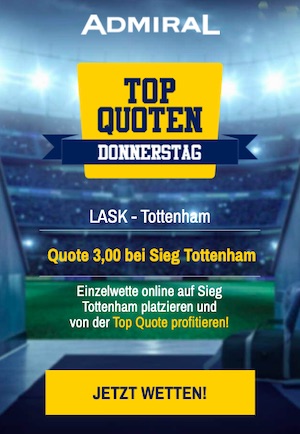 Tottenham Admiral Quote 3.00 gegen LASK