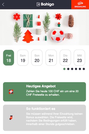 Bahigo 18. Dezember Einzahlungsbonus