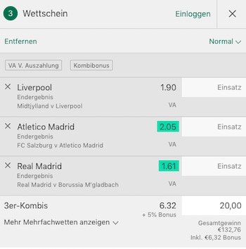 CL Favoriten Kombi Bet365