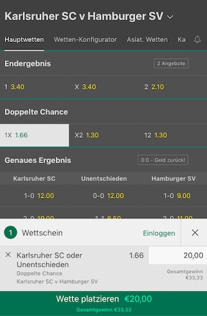 Bet365 KSC HSV Quoten Wetten