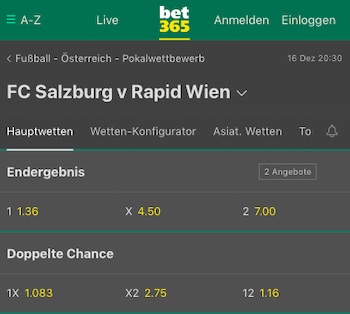 Salzburg Rapid Bet365 Quote