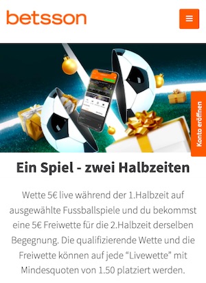 Betsson zwei Halbzeiten Freiwetten