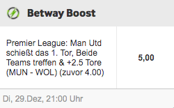 Betway Boost zu ManU vs Wolverhampton