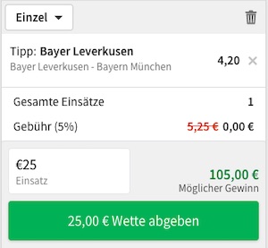 Tipico Leverkusen Sieg gegen Bayern Quote