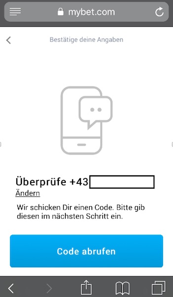 Mybet Wettkonto Registrierung per Code