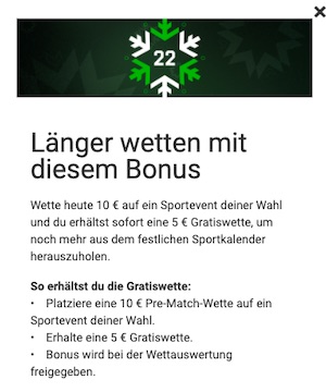Unibet 5 euro 22. Dezember