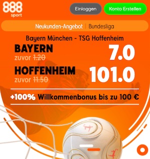 Bayern Hoffenheim Quoten bei 888sport