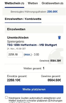 Erste Wetten bei Skybet