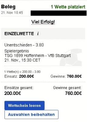 Skybet Wette platziert