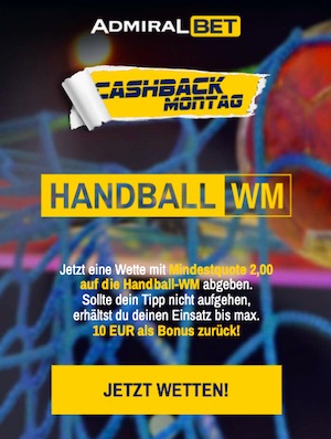 Admiralbet Cashback Montag Handball WM
