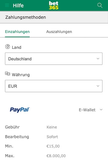 Bet365 Paypal Einzahlung