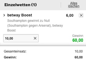 Betway Boost Southampton Arsenal