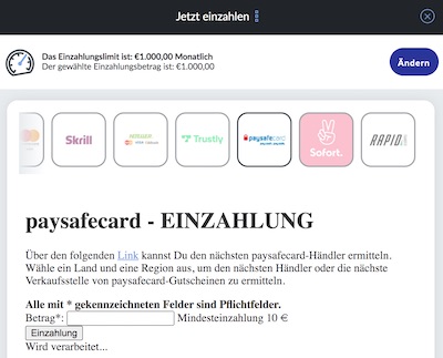 Bildbet Paysafecard Einzahlung