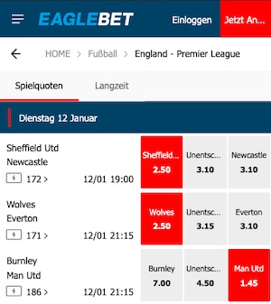 Eaglebet Premier League Spieltag 12.1.2021