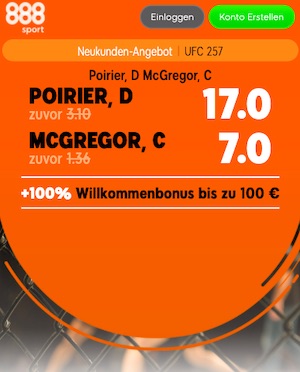 888sport Poirier McGregor Quoten Boost